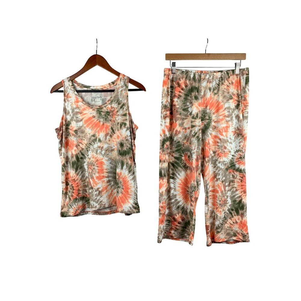AnyBody Womens Sleeveless Tank & Wide-Leg Pants Set Tie-Dye Pattern Size SP